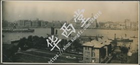 高清 大尺寸 民国 1930年 银盐 共4 张 老照片 上海外滩 浦东 苏州河 细节清晰 长27厘米 宽12 厘米