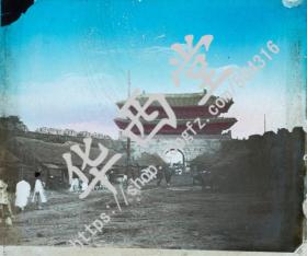 清末民初时期 彩色玻璃幻灯片 朝鲜的崇礼门市场