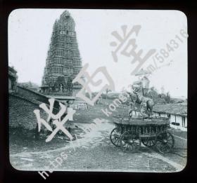 清末民初时期 玻璃幻灯片 印度查蒙迪神庙以及偶像车（Chamundi Temple & Idol Car）