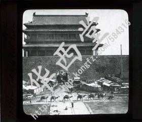 清末民初时期 玻璃幻灯片 北京城门 1900年