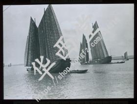 玻璃幻灯片 扬子江上的中国帆船 （V. Richter. Copenhagen）出品 编号201