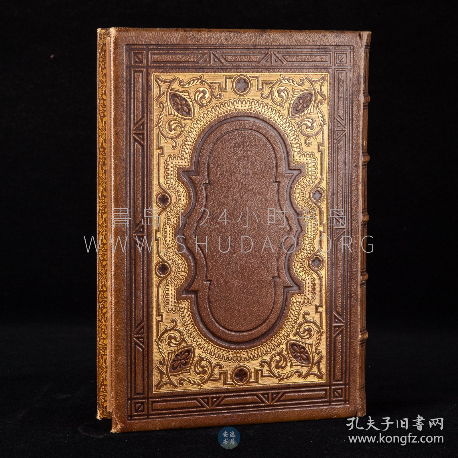 1860年《英美杰出女诗人画廊》A Gallery of Distinguished English & American Female Poets，英文原版，棕色真皮精装，雕花烫金，美国教育家亨利·科佩（Henry Coppée）著作，收录英美知名女诗人五十余人，诗作160首，内收钢版画插图100余幅