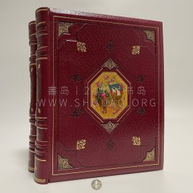 限量编号本！签名附鉴定证书！1987年法国尼斯《慎密者和大胆查理》Louis XI et Charles le Téméraire，两卷全，法文原版，酒红色全皮精装，镀金轧花，封面镶画，系出版商 Sefer 特定装订，装帧精湛，文艺复兴时期欧洲佛兰德伯国历史学家菲利普·德·科米纳的回忆录，法国插画家 André Dussarthou 绘制大量彩色插图，羊皮纸限量32套之第5号，另附单辑插图2册