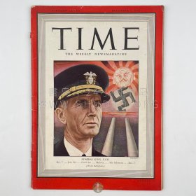 1942年12月7日美国纽约《时代周刊》Time，系美国海军的最高领导人/五星上将欧尼斯特·金（Ernest Joseph King）封面刊