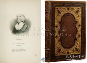 1860年《英美杰出女诗人画廊》A Gallery of Distinguished English & American Female Poets，英文原版，棕色真皮精装，雕花烫金，美国教育家亨利·科佩（Henry Coppée）著作，收录英美知名女诗人五十余人，诗作160首，内收钢版画插图100余幅