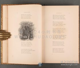 1860年《英美杰出女诗人画廊》A Gallery of Distinguished English & American Female Poets，英文原版，棕色真皮精装，雕花烫金，美国教育家亨利·科佩（Henry Coppée）著作，收录英美知名女诗人五十余人，诗作160首，内收钢版画插图100余幅