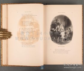 1860年《英美杰出女诗人画廊》A Gallery of Distinguished English & American Female Poets，英文原版，棕色真皮精装，雕花烫金，美国教育家亨利·科佩（Henry Coppée）著作，收录英美知名女诗人五十余人，诗作160首，内收钢版画插图100余幅