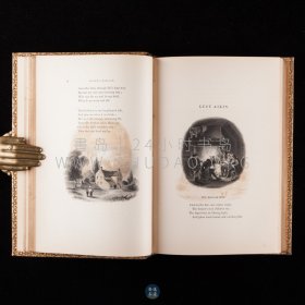 1860年《英美杰出女诗人画廊》A Gallery of Distinguished English & American Female Poets，英文原版，棕色真皮精装，雕花烫金，美国教育家亨利·科佩（Henry Coppée）著作，收录英美知名女诗人五十余人，诗作160首，内收钢版画插图100余幅