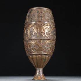旧藏 银鎏金兽纹杯