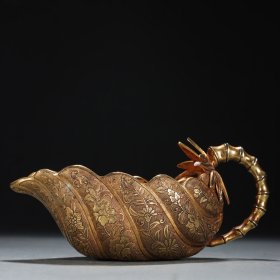 旧藏 铜鎏金花卉纹杯