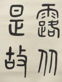 保真！1980年（庚申年）南京文史、古文名家 训诂专家 南京师范大学《季廉方》篆书书法挂轴一副。尺寸：长170厘米×宽84厘米