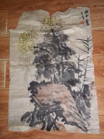 残画画片一幅：著名国画家 孙奇峰 （其峰） 国画 一幅  （尺寸：66cmX45cm）（老画片。左上角少一角，中间裂开，详情见图）