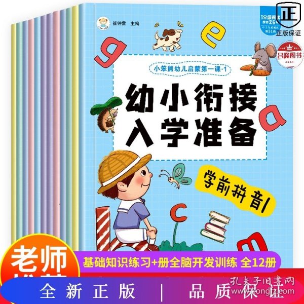 幼小衔接一日一练（全12册）幼儿启蒙 幼儿园数学拼音识字书 教材全套 学前班幼儿用书3-6岁 小笨熊让孩子爱上阅读