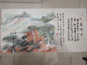 北京画家“齐同军”国画《长城颂》一幅【尺寸136*69厘米】