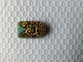 铜鎏金龙天河石带扣