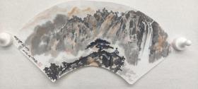 屈汉祺先生扇面画2：奇峰飞瀑