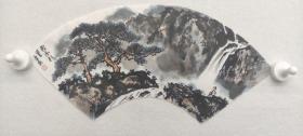 屈汉祺先生扇面画1：飞流松翠