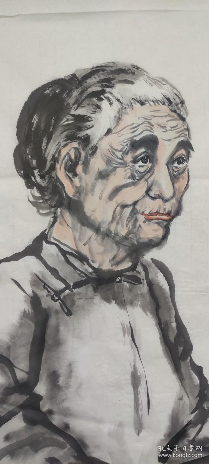 姚瀛洲先生人物画作品：婆婆