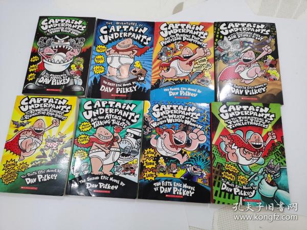 英文原版 Captain Underpants 内裤超人 儿童英语课外阅读内裤超人（ 8本合售）