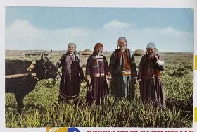 民国明信片：蒙古风俗 蒙古妇女放牧