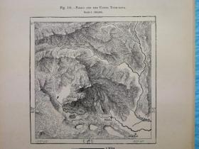 1895年地图一张《日本.日光和利根川nikko and the upper tone-gava》纸张尺寸26.5*18厘米，背面有字