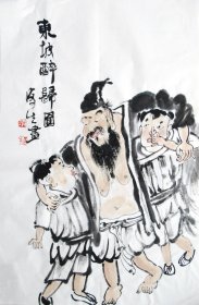 赵俊生 人物小中堂《东坡醉归图》  手绘国画