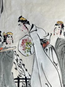 唐勇力 人物斗方（意与青山远） 手绘国画