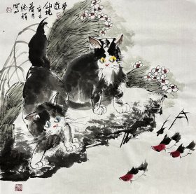 王纯祥 花鸟斗方（梦游仙境） 写意国画手绘水墨画