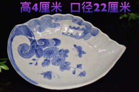 91_青花盘，手绘图案，品相完好，尺寸见图