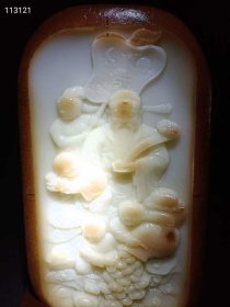 234_和田玉籽料【财神送宝】摆件 玉质油润细腻,纯手工雕刻,打灯通透,品相完美
