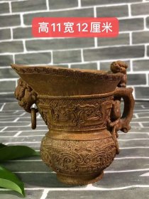 334_民国竹子根雕杯一个，纯手工雕刻，做工精细