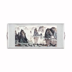 艺术微喷-装裱卷轴山水画【白雪石-千峰竞秀】，尺寸：165x65cm，