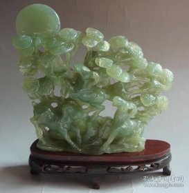 收藏品90年代岫岩玉雕三阳（羊）开泰 摆件ZYTA1801