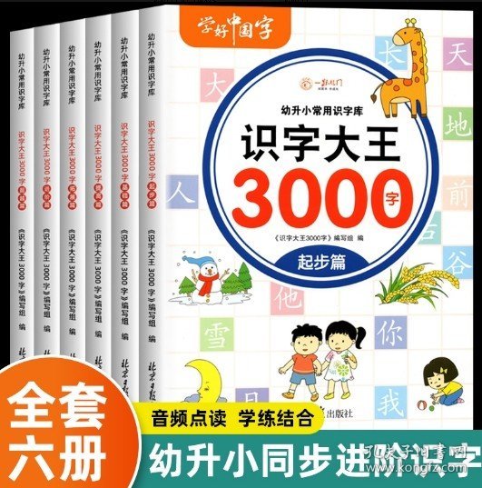 识字大王3000字（全6册）识字书幼儿认字有声伴读3-6岁幼小衔接一日一练象形识字启蒙