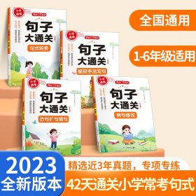 开心教育2023小学语文句子大通关一二三四五六年级句式转换修辞手法知识点专项专项训练练习组词造句仿写句子连词成句积累练习册