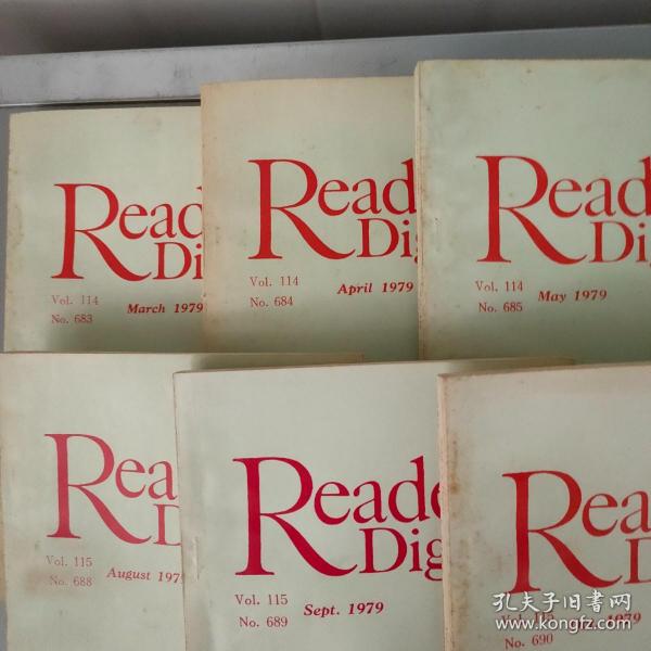 Reader's Digest 1979 VOL.114 No.683-685 VOL.115 No.688-690共6册齐售