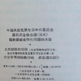 中国共产党第七届中央委员会第六次全体会议（扩大）关于农业合作化问题的决议