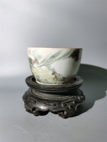 同治浅绛彩骑驴高士缸