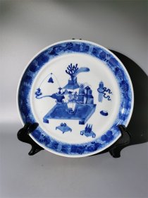 道光细路青花博古大盘