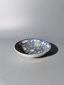 光绪料彩缠枝福寿纹盘