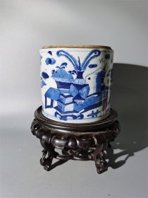 光绪青花博古纹大烟缸