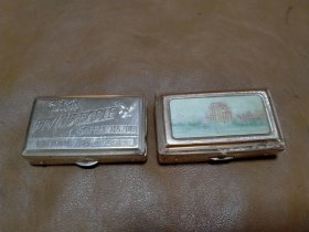 铝制 早期剃须刀盒两个合售【一个空盒.一个图案可以变换】