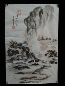 山水手绘老画