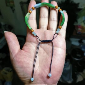 缅甸天然翡翠雕钱文手链