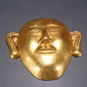 t旧藏 铜鎏金面具。