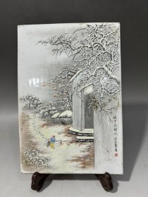 五十年代雪景瓷板