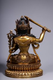 清代，铜鎏金文殊菩萨坐像