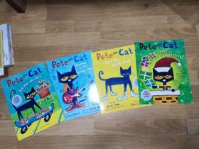 Pete the Cat 4本合售 英文版 儿童绘本 Saves Christmas、 Love My White Shoes、Rocking in My School Shoes、 and the New Guy 正版现货