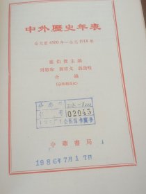 中外历史年表   中华书局出版   精装   1985年印