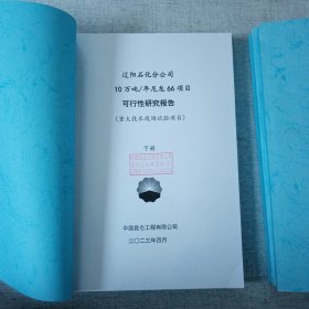 10万吨年尼龙66可行性研究 上下2册 概算1册 附表附图1册 共4册合售